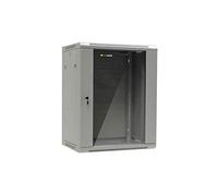 Netrack Armario de Pared Rack 19", 15U/450 mm, Gris, Puerta de Cristal, Panel Lateral extraíble