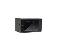Netrack Armario de Pared Rack 19", 6U/450 mm, Negro, Puerta de Cristal, Panel Lateral extraíble