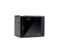 Netrack Armario de Pared Rack 19", 9U/450 mm, Negro, Puerta de Cristal, Panel Lateral extraíble