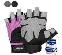 NetroxSports® Guantes de Fitness con muñequera, Agarre Extra y Antideslizante, para Hombre y Mujer, Color Negro, para Crossfit, Entrenamiento de Fuerza, Culturismo, Deportes de Gimnasio (Rosa, M)