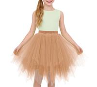 Netting - Vestido de princesa para niños, falda corta de tul que abraza la cintura, para espectáculos, festivales, baile, caqui, 2-8 años