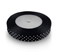 Netuno 1 cinta de raso con lunares negros de 12 mm x 22 m cinta decorativa de tela para bodas comuniones bautizos regalos embalaje flores decoración manualidades