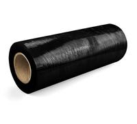 Netuno 1 rollo de film estirable negro 1 kg peso 25 cm ancho 190 m longitud película elástica de polietileno manual para embalar envolver paletas paquetes cajas mudanzas transporte almacenaje stretch
