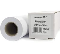 Netuno 1 rollo de papel blanco para plotter 297 mm x 50 m 90g núcleo 50 mm papel mate universal para impresoras fotocopiadoras CAD planos de construcción proyectos técnicos pósteres carteles mapas