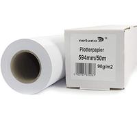Netuno 1 rollo de papel blanco para plotter 594 mm x 50 m 90g núcleo 50 mm papel mate universal para impresoras fotocopiadoras CAD planos de construcción proyectos técnicos pósteres carteles mapas