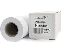 Netuno 1 rollo de papel blanco para plotter 841 mm x 50 m 90g núcleo 50 mm papel mate universal para impresoras fotocopiadoras CAD planos de construcción proyectos técnicos pósteres carteles mapas