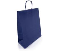 Netuno 10 bolsas de papel azul marino con asas retorcidas 25 x 11 x 32 cm 100 g bolsas de papel kraft para llevar compra comestible golosina recuerdo de fiesta regalo mercancía comida gadget comercio