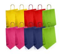 Netuno 10 bolsas de papel kraft con asas retorcidas en colores mezclados 21 x 11 x 32 cm 100 g bolsas de la compra ideales para llevar comestibles golosina recuerdos de fiesta regalo mercancía comida