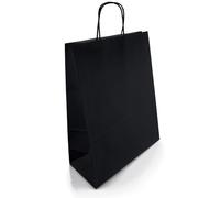 Netuno 10 bolsas de papel negro con asas retorcidas 25 x 11 x 32 cm 100 g bolsas de papel kraft para llevar compra comestibles golosinas recuerdos de fiestas regalos mercancía comida gadgets comercio