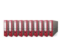 Netuno 10 piezas de Ekobox Archivador de Mármol color rojo de 2 anillas lomo 75mm tamaño A4 de cartón para oficina estanterías carpetas escritorio