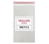 Netuno 100 bolsas transparentes 16 x 31 cm solapa de 3 cm con cierre autoadhesivo reutilizables bolsas de plástico PP para dulces regalos joyería golosinas fotos ropa pendientes alimentos libros