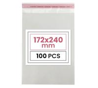 Netuno 100 bolsas transparentes 17,2 x 24 cm solapa de 3 cm con cierre autoadhesivo reutilizables bolsas de plástico PP para dulces regalos joyería golosinas fotos ropa pendientes alimentos libros