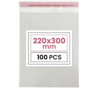 Netuno 100 bolsas transparentes 22 x 30 cm solapa de 3 cm con cierre autoadhesivo reutilizables bolsas de plástico PP para dulces regalos joyería golosinas fotos ropa pendientes alimentos libros