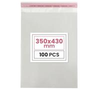 Netuno 100 bolsas transparentes 35 x 43 cm solapa de 3 cm con cierre autoadhesivo reutilizables bolsas de plástico PP para dulces regalos joyería golosinas fotos ropa pendientes alimentos libros