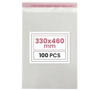 Netuno 100 bolsas transparentes 46 x 33 cm solapa de 3 cm con cierre autoadhesivo reutilizables bolsas de plástico PP para dulces regalos joyería golosinas fotos ropa pendientes alimentos libros