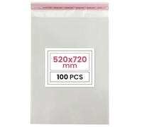 Netuno 100 bolsas transparentes 52 x 72 cm solapa de 3 cm con cierre autoadhesivo reutilizables bolsas de plástico PP para dulces regalos joyería golosinas fotos ropa pendientes alimentos libros