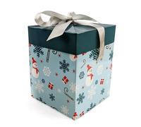 Netuno 1x caja de regalo de color azul claro pequeña 12 cm x 12 cm x 15 cm pequeña con tapa y lazo caja de regalo para Navidad niños adultos pequeñas cajas