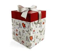 Netuno 1x caja de regalo de color blanco pequeña 12 cm x 12 cm x 15 cm pequeña con tapa y lazo para Navidad caja de cartón de regalo