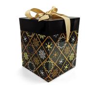 Netuno 1x caja de regalo de color negro pequeña 12 cm x 12 cm x 15 cm con tapa y lazo para Navidad niños caja de cartón de regalo