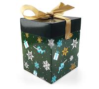 Netuno 1x caja de regalo pequeña verde de 12 cm x 12 cm x 15 cm con tapa y lazo para niños