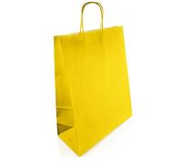 Netuno 200 bolsas de papel amarillo con asas retorcidas 25 x 11 x 32 cm 100 g bolsas de papel kraft ideales para llevar compra comestibles golosinas recuerdos de fiesta regalo mercancía comida gadget
