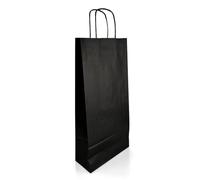 Netuno 200 bolsas de papel negro 18 x 8 x 38 cm 100 g kraft con asas retorcidas para botellas vino regalos tienda y eventos