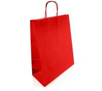 Netuno 200 bolsas de papel rojo con asas retorcidas 25 x 11 x 32 cm 100 g bolsas de papel kraft para llevar compra comestibles golosinas recuerdos de fiestas regalos mercancía comida gadgets comercio
