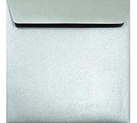 Netuno 25 sobres cuadrados plateados nacarados DIN 156x156mm 120g Majestic Moonlight Silver con solapa recta engomada sin ventana perlados para invitaciones tarjetas boda Navidad cumpleaños regalo