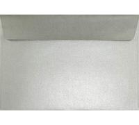 Netuno 25 sobres grandes perlados plateados C5 162 x 229 mm 125 g Sirio Pearl Platinum solapa recta autoadhesiva sin ventana brillos para invitaciones boda tarjetas cartas vales Navidad folletos menú