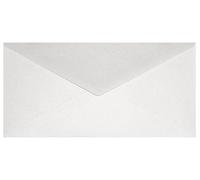 Netuno 25 sobres largos blancos nacarados DL 110x220mm 120g Aster Metallic White solapa engomada puntiaguda sin ventana metalizados americanos para invitaciones tarjeta boda bautizo dinero folleto