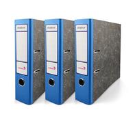 Netuno 3 piezas de Ekobox Archivador de Mármol color azul de 2 anillas lomo 75mm tamaño A4 de cartón para oficina estanterías carpetas escritorio