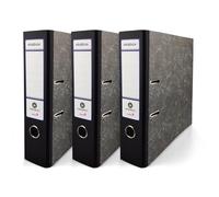 Netuno 3 piezas de Ekobox Archivador de Mármol color negro de 2 anillas lomo 75mm tamaño A4 de cartón para oficina estanterías carpetas escritorio