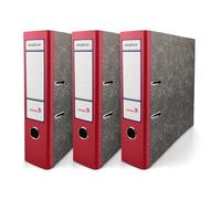Netuno 3 piezas de Ekobox Archivador de Mármol color rojo de 2 anillas lomo 75mm tamaño A4 de cartón para oficina estanterías carpetas escritorio