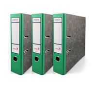 Netuno 3 piezas de Ekobox Archivador de Mármol color verde de 2 anillas lomo 75mm tamaño A4 de cartón para oficina estanterías carpetas escritorio