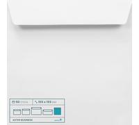 Netuno 50 sobres cuadrados blancos K4 155 x 155 mm 100 g Amber Business con solapa recta autoadhesiva sin ventana sobres de negocios imprimibles para invitaciones bodas tarjetas vales regalos folletos