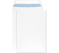 Netuno 50 sobres grandes de envío blancos con impresión interior azul B5 176 x 250 mm 90 g solapa recta con tira autoadhesiva sin ventana para documentos facturas contratos correspondencia oficina