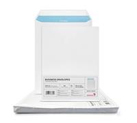 Netuno 50 sobres grandes de envío blancos con impresión interior azul C4 229 x 324 mm 90 g solapa recta con tira autoadhesiva sin ventana para documentos facturas contratos oficina correos