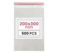 Netuno 500 bolsas transparentes 20 x 30 cm solapa de 3 cm con cierre autoadhesivo reutilizables bolsas de plástico PP para dulces regalos joyería golosinas fotos ropa pendientes alimentos libros