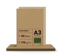 Netuno 50x cartón kraft marrón DIN A3 420x297mm 170g Aster Kraft papel reciclado natural cartulina ecológico para invitaciones tarjetas cajas menús bocetos impresión Navidad carteles folletos