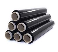 Netuno 6x rollo de film estirable negro 1,5 kg peso ancho 50 cm espesor 23 µm lámina elástica película de polietileno retráctil para embalar paletas paquetes cajas mudanzas transporte almacenaje