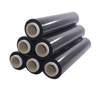 Netuno 6x rollo de film estirable negro 2,5 kg peso ancho 50 cm espesor 23 µm lámina elástica película de polietileno retráctil para embalar paletas paquetes cajas mudanzas transporte almacenaje