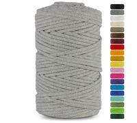 Netuno cordón de algodón con núcleo de algodón Color Gris 5mmx200m Cuerda Natural Hilo para macramé atrapasueños decoración artesanía Bricolaje hogar Plantas Crochet jardín Cordel Bolso jardín