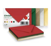 Netuno juego de 25 sobres mini en tonos de Navidad mezcla de colores C7 80 x 12 mm solapa en punta engomada sin ventana 5 colores surtidos para tarjetas de visita tarjetas de floristería dinero vales