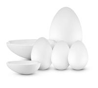 Netuno Juego de 4 huevos de poliestireno, 1 x 30 cm, 1 x 20 cm y 2 x 18 cm, juego de huevos de poliestireno blanco, ideales para decoración de Pascua, manualidades, modelado como regalo, diferentes