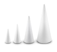 Netuno set 4 conos poliestireno blanco 15 cm 20 cm 28 cm 40 cm espuma manualidades decoración DIY Navidad árboles bricolaje