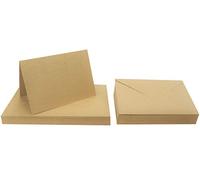 Netuno set de 25 tarjetas plegables de papel kraft A6 105 x 148 mm 300g con 25 sobres C6 114 x 162 mm con solapa en punta engomada juego para invitaciones bodas empresas felicitaciones papelería