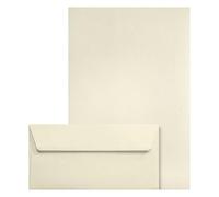 Netuno set de 50 sobres marfil DL 110 x 220 mm + 50 hojas de papel marfil A4 210 x 297 mm 120 g Aster Laid Ivory juego elegante para cartas invitaciones bodas tarjetas factura papelería caligrafía