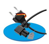 Netzkabel - Euro Stecker Gerade auf IEC Buchse (C7) 90°. Schwarz. 1,50m