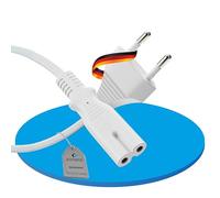 Netzkabel - Euro Stecker Gerade auf IEC Buchse (C7) Gerade. Weiß. 1,50m