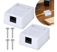 Netzwerkdose Aufputz Cat6A 2 Stück, 1 Puerto RJ45 LAN Dosis Geschirmt 10 Gbps 500 MHz, T568A/B kompatibel, Werkzeugfreie Montage für Büro Haus Industrie
